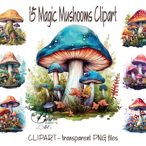 15 Magic Mushroom Clipart, Magic Mushrooms png digitale Datei, Pilz png, Pilz Clipart, Amanita Pilz, Fee Clipart, Pilz Shirt