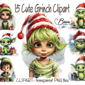 15 Cute Grinch Clipart, Grinch Png, Girl christmas clipart, Boy Christmas PNG, Winter clipart, the grinch png, Merry grinchmas png, Grinch