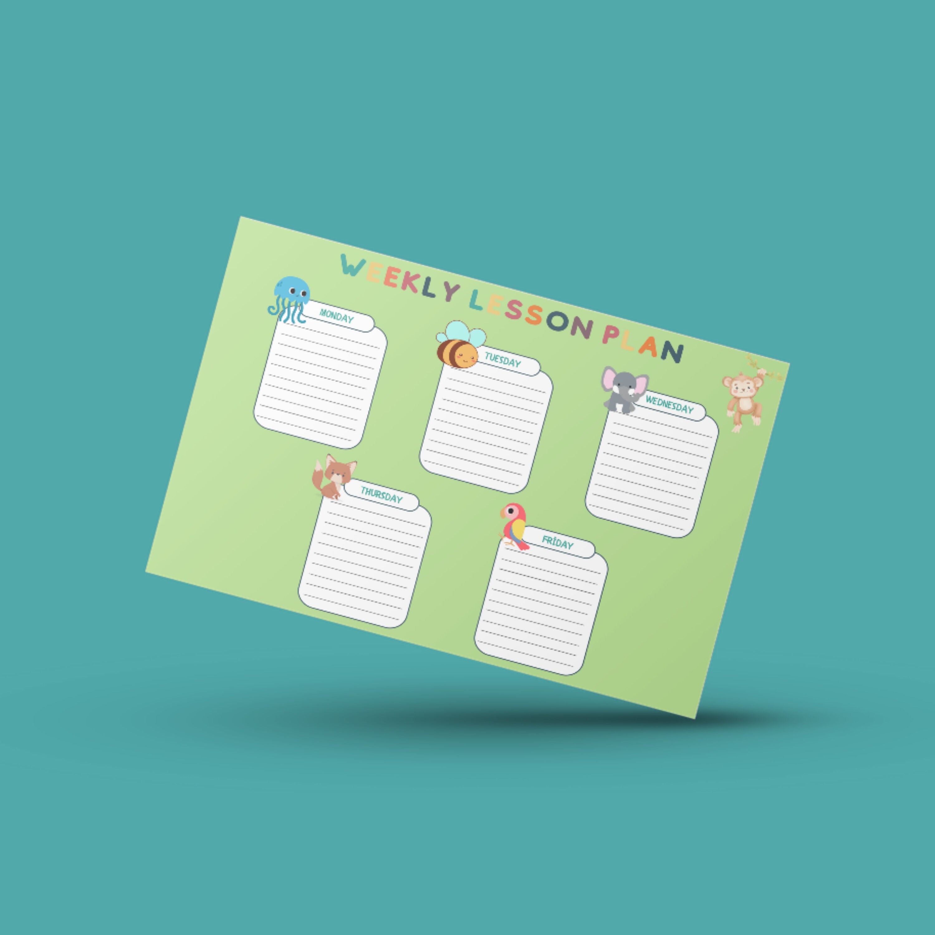 Printable Weekly Lesson Plan Weekly Lesson Plan Template Etsy
