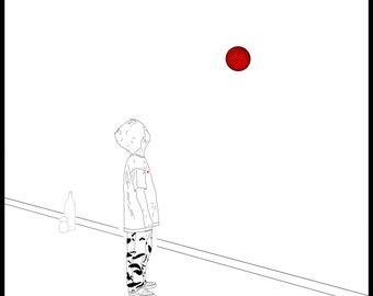 A child observe illustration,hang on the wall prints, high resolution drawing