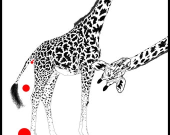 The first version of the giraffe, a bit naughty, why are you looking?  Drawing in super high resolution