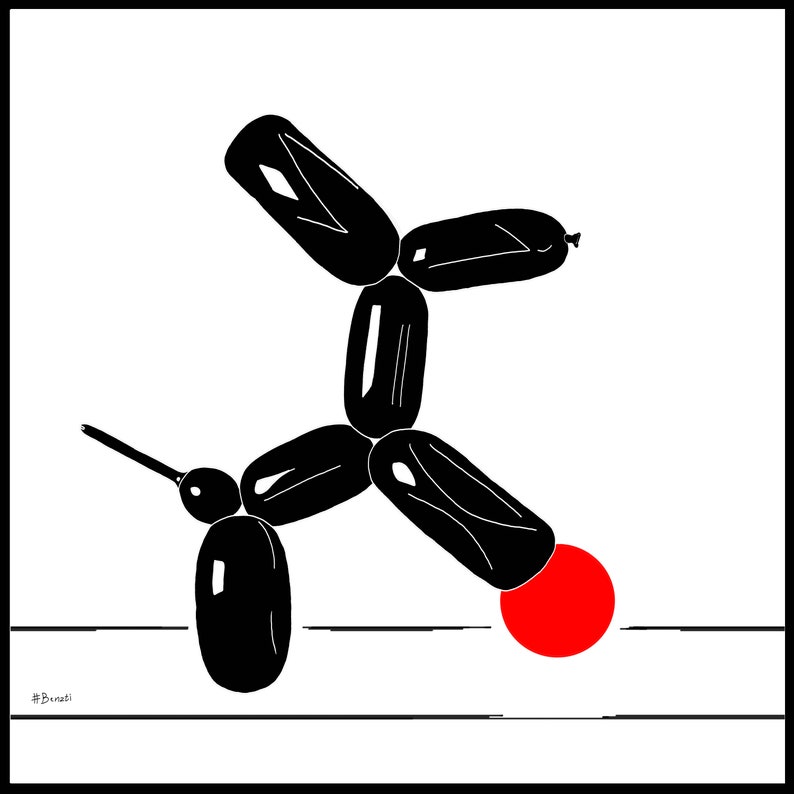Qui est Jeff Koons Inspiré par l'artiste populaire Dog/Balloon Please Don't Burst. Dessin en très haute résolution image 1