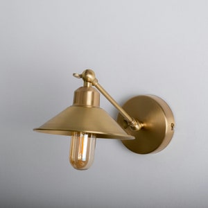 Articulating Brass Wall Sconce, Aged Brass Shade Wall Light, Industrial Wall Lamp, Vintage Wall Light Fixture, Mid Century Light Wall Sconce