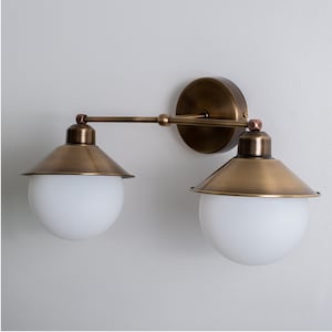 Bathroom Vanity Light Fixture, Contemporary Wall Sconces, Frosted White Glass Globe Wall Lamp, Modern Farmhouse Sconce, Hardwired Sconce