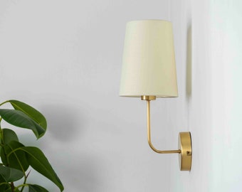 Plug-In Brass Wall Sconce, Bathroom Vanity Wall Light, Vintage Sconce for Bedroom Lighting, Modern Vanity Wall Lamp, Minimalist Wall Sconce