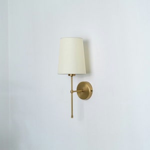 Bedside Lighting Fixture, Contemporary Wall Sconce, Linen Shade Wall Lamp, Mid-Century Modern Dining Room Wall Lighting, Hardwired Sconce