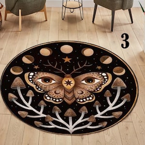 Butterfly Rug, Moon Rug, Botanic Rug, Animal Rug, Butterfly Gift Rug, Round Rug, Circle Rug, Bathmat Rug, Indoor Rug, Small Gift Rug, Floor