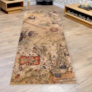 Tapijt kaartloper, tapijt Middle Earth, tapijt maritiem kaart, gangtapijt, gangtapijt, vloerkleed interieur, aangepast tapijt, vloerkleed voor binnen, vloerkleed, loper