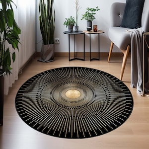 Sun Rug: Mid Century Modern Round Turkish Rug