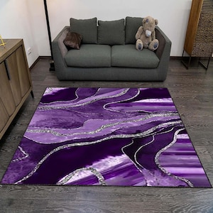 Purple Marble Decor Rug: Custom Salon Accent Rug