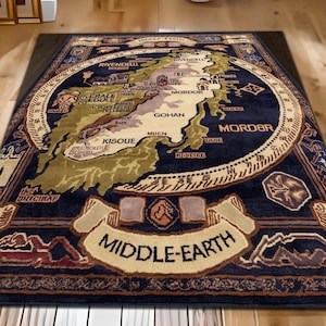 Kaarttapijt, LOTR-kaarttapijt, Middle Earth-tapijt, Middle Earth-kaartgebiedtapijt, tapijt met fantasiethema, Lord of the Rings-tapijt, tapijt Tolkien-fan cadeau, Rg Mat