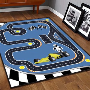 Car Racing Rug,Road Rug, Car Rug, Traffic Rug, Race Track Rug, Play Mat, Racetrack Rug, Nursery Decor, Play Room Rugi Kids Rug, Floor Rug