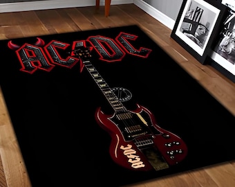 AC DC Rug, Album Cover Inspired Music Room Rug, Ac Dc Fan Rug, Music Room Carpet, Rock Band Music Room Rug