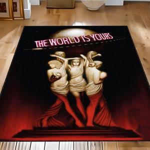 Scarface Rug The World is Yours Rug Tony Montana Rug, Films Art Design, Movies Rug, Room Decor Rug, Rare For Him Her, Floor Rug, Custom Rug