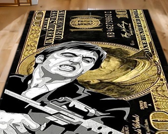 Scarface Money Rug, Bold Tony Montana Inspired Area Rug, Movie Themed Home Decor, Unique Gift for Fans, Modern Statement Rug