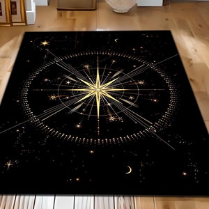 Celestial Rugs Celestial Starburst Area Rug: Gold Cosmic Galaxy Design - Etsy