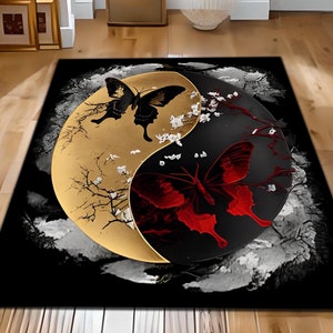 Alfombra Yin Yang, Alfombra Mariposa, Alfombra Espiritual, Alfombra Moderna, Alfombra Floral, Alfombra Zen, Alfombra Con Motivos Abstractos, Alfombra Minimalista, Alfombra Inspirada En La Naturaleza
