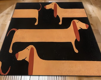 Cute Dachshund Dog Area RUG:  Playful Pet Lover Rug for Living Room or Kids Room Rug, Dog Pattern Rug,Animal Design Rug Mat