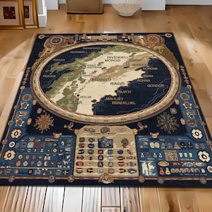 Herr der Ringe Karte Teppich, Mittelerde Karte, Herr der Ringe inspiriert Teppich, Fantasy Tolkien Fans Teppich, einzigartiges Geeky Geschenk