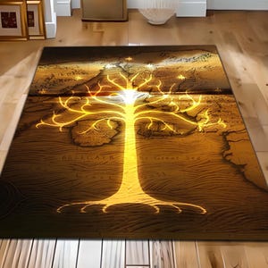 Middle Earth-tapijt, LOTR-tapijt, middeleeuws tapijt, Lord of the Rings-tapijt, Flower Of Life-tapijt, Lord of The Ring-cadeau herenkleed, Tolkien-tapijt, vloerkleed