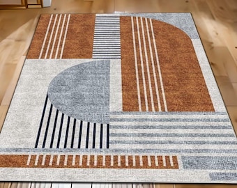 Scandinavian Geometric Rug, Boho Kilim Flatweave, Nordic Minimalist Home Decor, Custom Size Modern Area Rug
