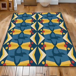 Mid Century Modern Rug, Minimalist Rug, Geometric Rug, Retro Abstract Area Carpet, Stylish Rare for Design Lovers Rug, Vintage Floor Mat Rug