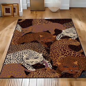 Tibetischer Tiger Teppich, Leoparden Teppich, 1,5x1,5m Kreatives Muster Teppich für Wohnzimmer und als Weihnachtsgeschenk und Wohnkultur, Tiere Design Teppich
