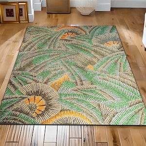 Tropical Palm Leaf Rug: Boho Jungle Decor