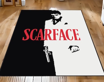 Scarface Rug, Scarface Gift, For Living Room Rug, Fan Rug, Area Rug, Non Slip Floor Rug, Themed Rug, Washable Rug Mat