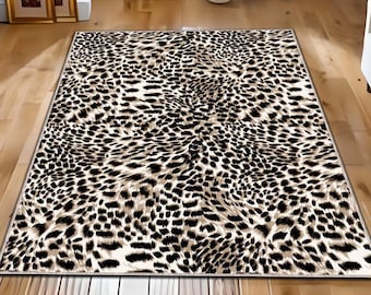 Leopard Print Rug, Salon Area Rug, Leopard Design Rug, Leopard Pattern Rug, Indoor Rug, Boho Rug, Non Slip Rug, Rugs
