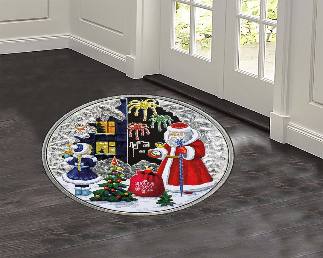 Christmas Round Rug Under the Christmas Tree Rug Xmas Gift Etsy