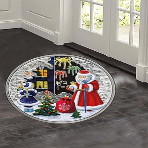 Christmas Round Rug Under the Christmas Tree Rug, Xmas Rare Rug, Indoor Rug, Circle Rug, Bathmat Rug, Doormat Rug, Christmas Decor Rug, Rugs