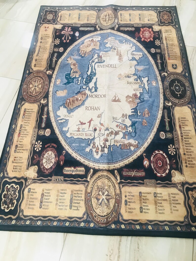 LOTR Rug, Map Decor Rug, Lord of the Rings Rug, Middle Earth Rug, Mordan Gandalf Rug, Rohan Rug, Middle Earth Design Rug, image 13