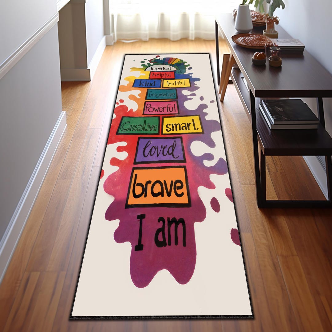 Hopscotch Rug, Affirmations Kids Room Rug, Motivational Playroom Decor ...