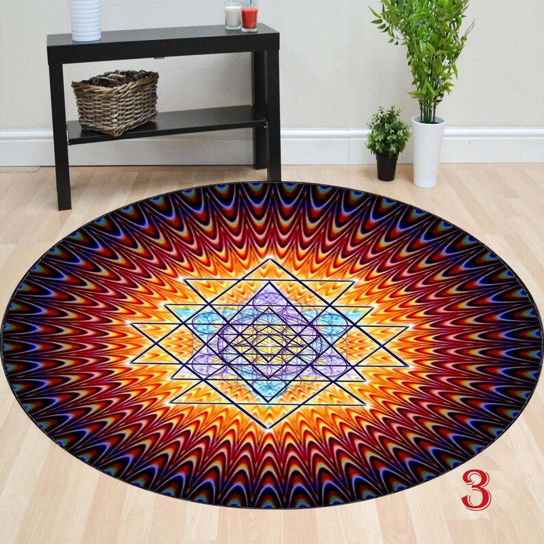 Geometric Design Rug, Flower Of Life Rug, Luck Rug,  Abundant Rugs, Round Decor Rug, Circle Rug, Doormat Rug, Bathmat Rug, Indoor Rug, Floor