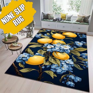 Lemon Rug, Lemon Blossom Rug, 3D Printed Rug, Lemon Tree Rug, Lemon Pattern Rug, Kitchen Rug, Custom Gift Rug, Indoor Rug, Floor Rug, Area