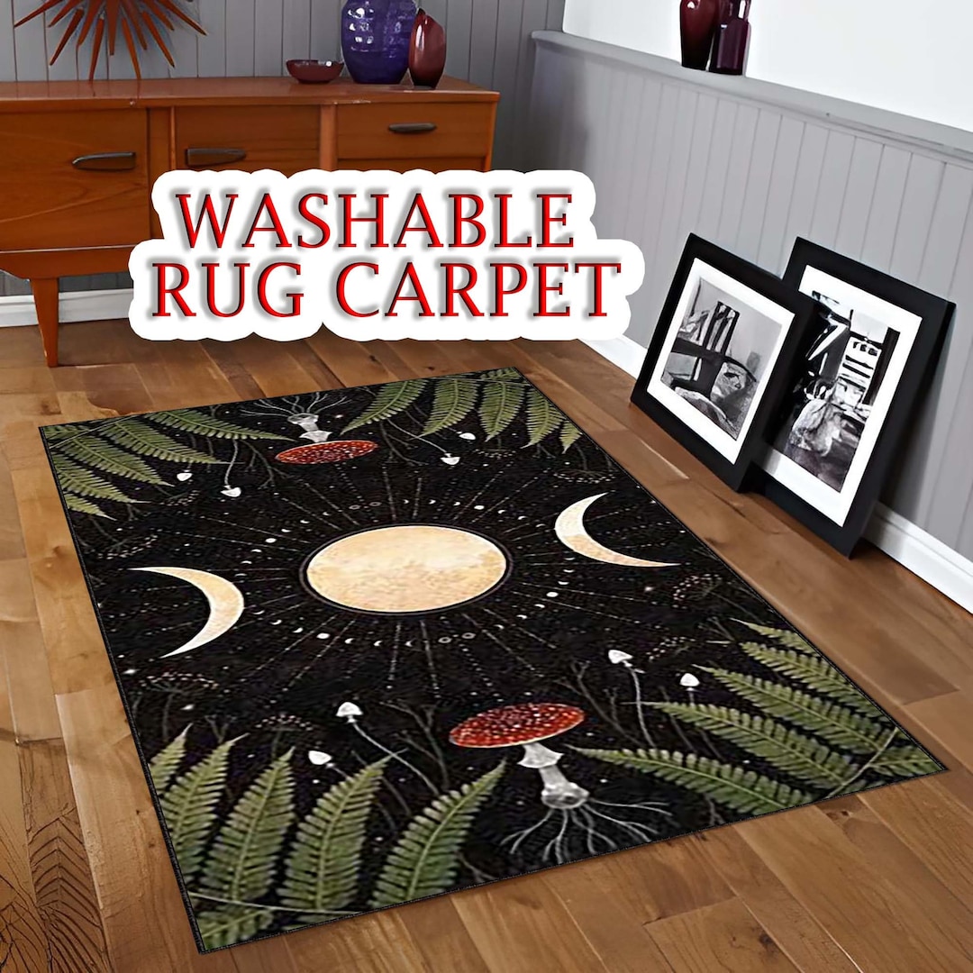 Moon Decor Rug, Mushroom Pattern Rug, Original Design Rug, Unique ...