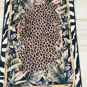 Leopard Print Jungle Rug: Washable Non Slip Animal Print Carpet with Zebra Border Tropical Leaves, Safari Style Home Decor image 20