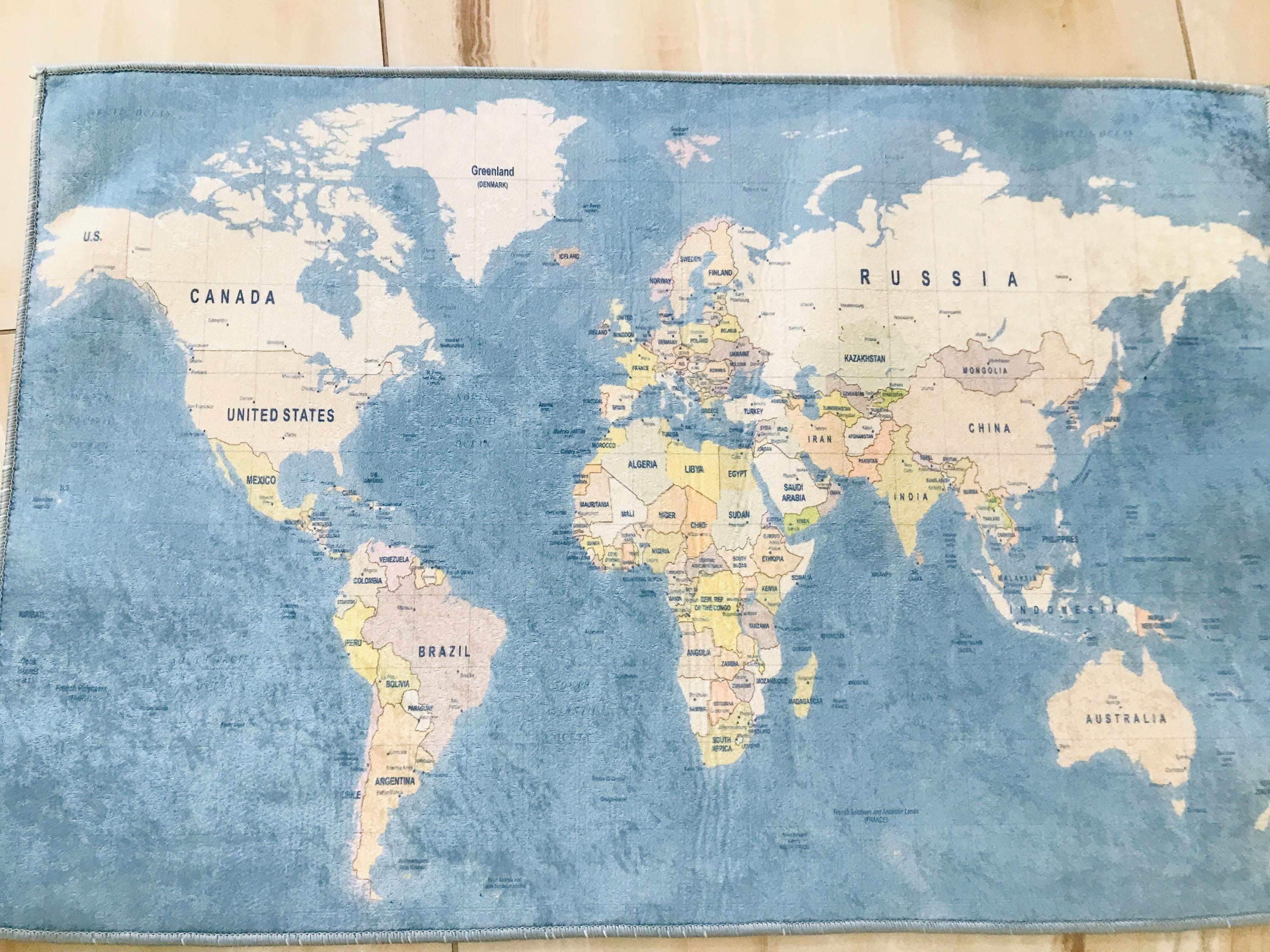 World Map Educational Rug: Kids & Adults Geography Learning - Etsy