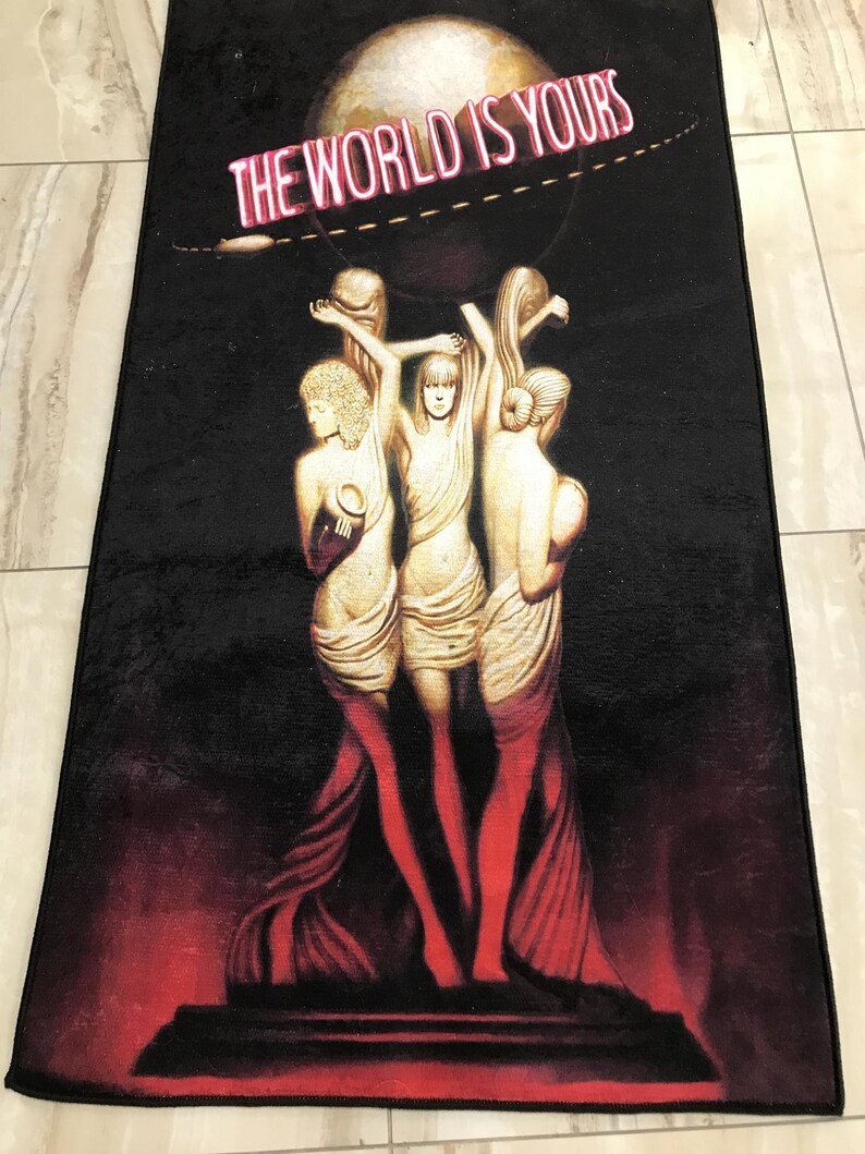 Scarface Rug The World is Yours Rug Tony Montana Rug, Films Art Design, Movies Rug, Room Decor Rug, Gift For Him Her, Floor Rug, Custom Rug