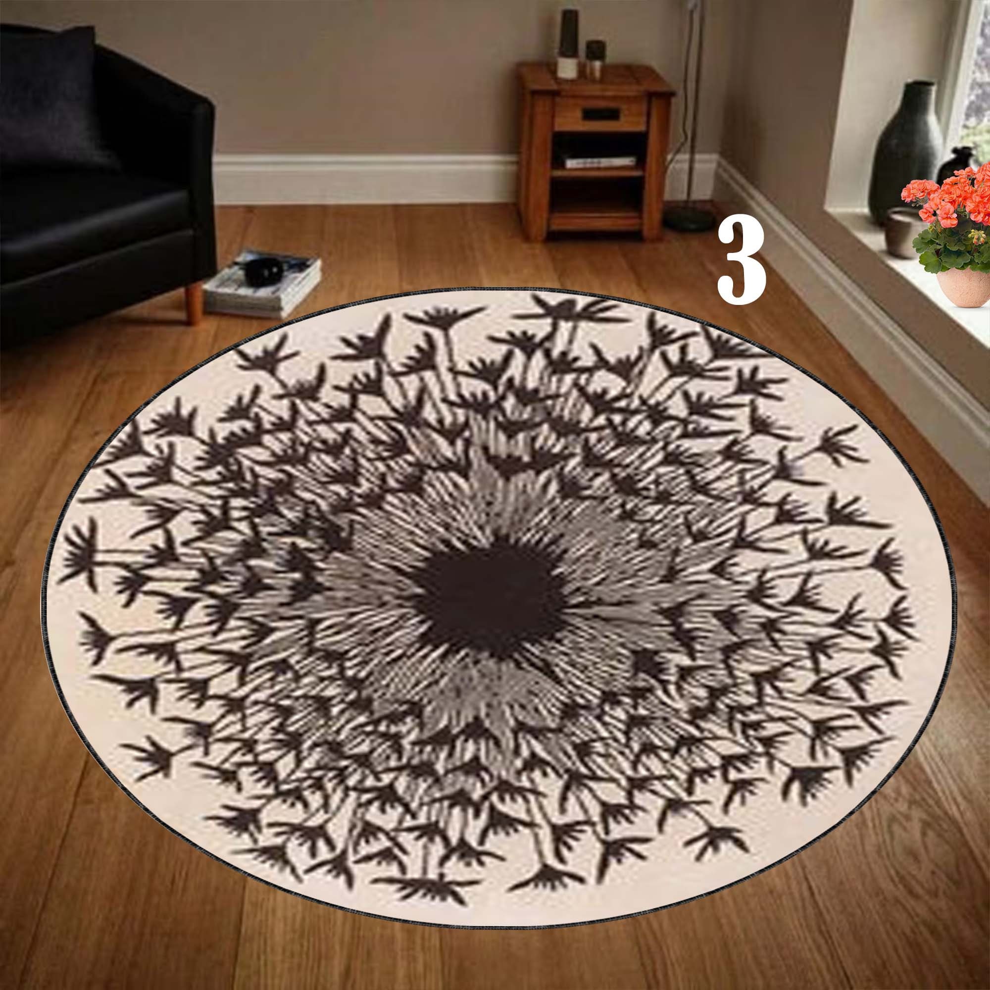 Mid Century Modern Rug, Round Abstract Rug, Circle Modern Rug,doormat ...