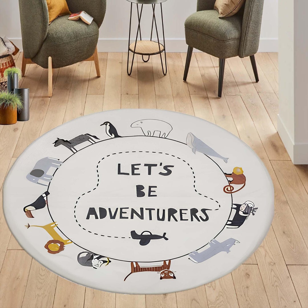 Adventure Themed Round Rug: Kids Playroom Decor - Etsy