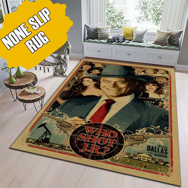John Ross Ewing Jr Rug, JR Dallas Rug, TV Show Rug, Retro Western Style Rug, JR Dallas Carpet, Movie Room Rug, Pop Culture Decor Rug, Floor