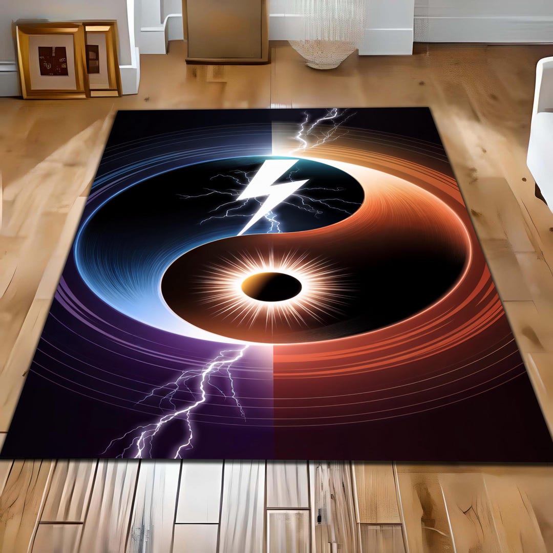 Yin Yang Lightning Rug: Washable Energy Balance Mat - Etsy