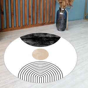 Mid Century Modern Rug, Round Rug, Circle Rug, Orange Rug, Point Rugs Carpet, Geometric Decor Rug, Bathmat Rug, Boho Rug, Abstract Decor Rug