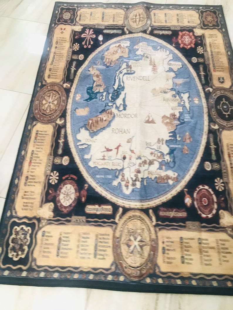 LOTR Rug, Map Decor Rug, Lord of the Rings Rug, Middle Earth Rug, Mordan Gandalf Rug, Rohan Rug, Middle Earth Design Rug, image 10