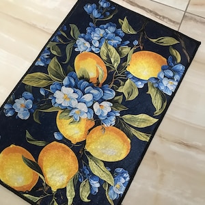 Lemon Rug, Lemon Blossom Rug, 3D Printed Rug, Lemon Tree Rug, Lemon Pattern Rug, Kitchen Rug, Custom Gift Rug, Indoor Rug, Floor Rug, Area
