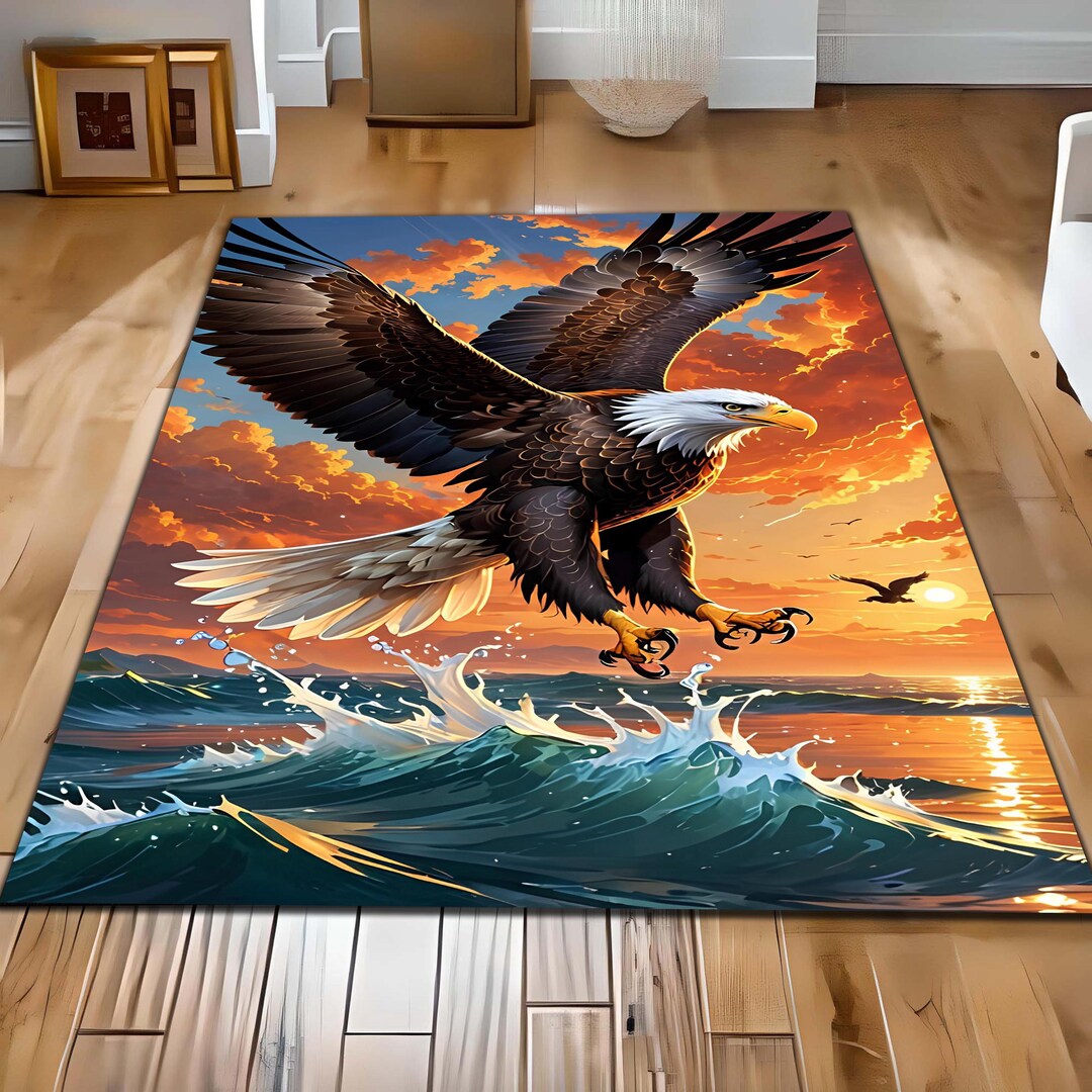 Majestic Bald Eagle Rug: Wildlife Decor Accent, Animal Decor Living ...