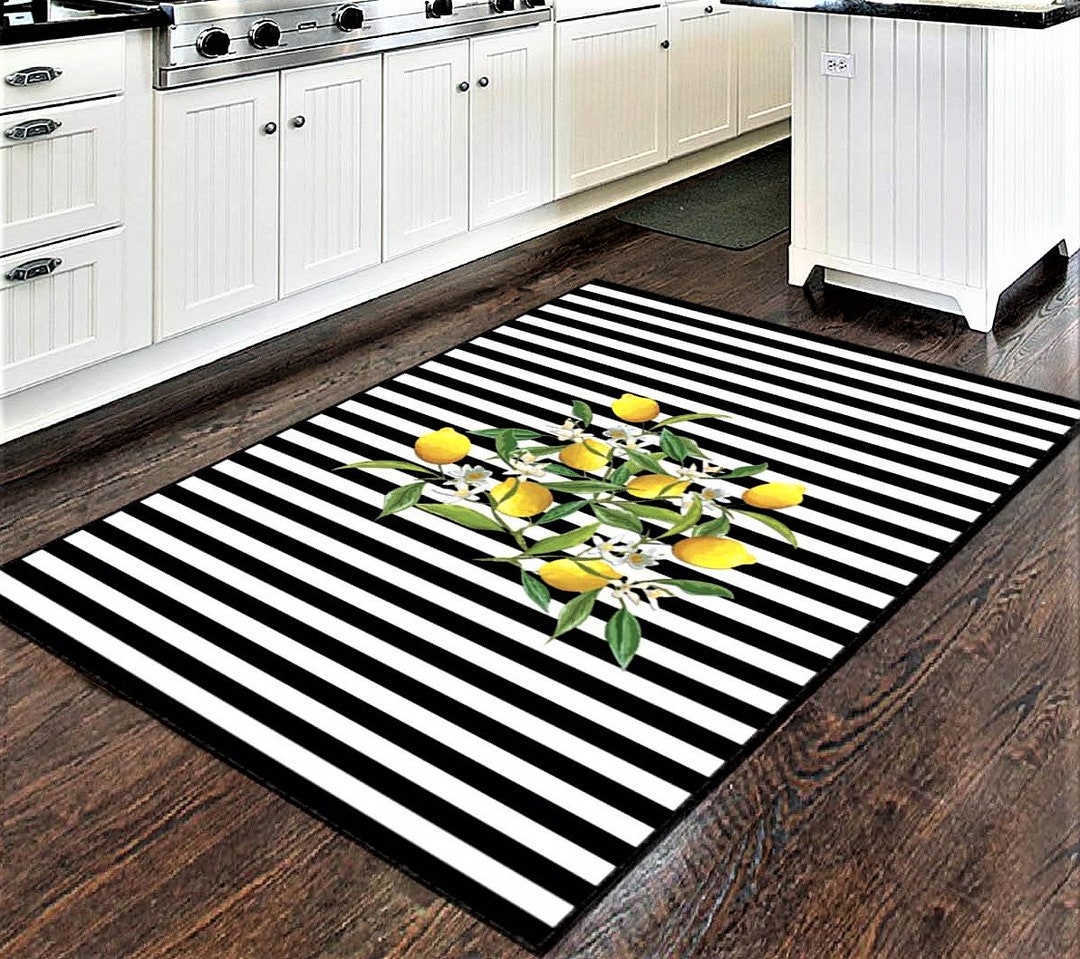 Lemon Design Rug, Kitchen Lemon Pattern Rug, Kitchen Decor Rug, Lemon