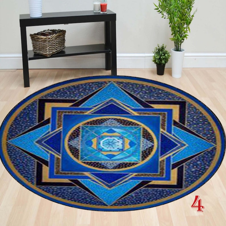 Geometric Design Rug, Flower Of Life Rug, Luck Rug,  Abundant Rugs, Round Decor Rug, Circle Rug, Doormat Rug, Bathmat Rug, Indoor Rug, Floor